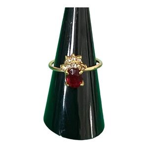 Adjustable Gold plated Ring with ruby Red Gemstone